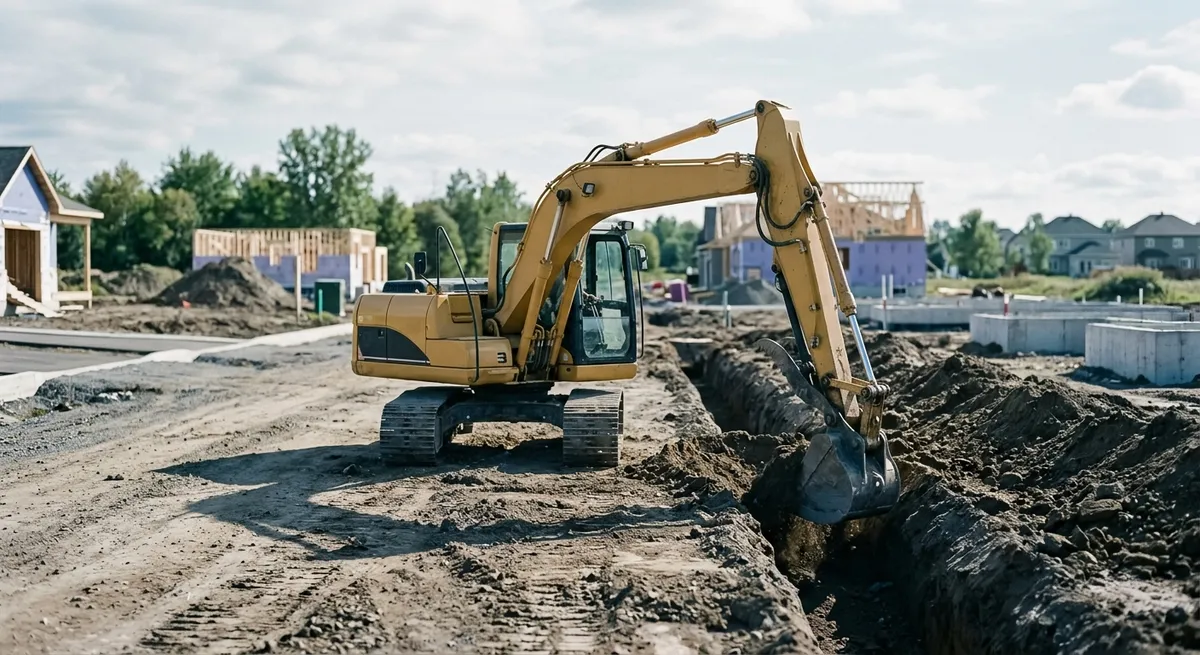Terrassement d’une tranchée de réseau